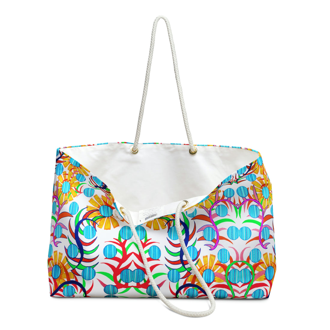 White Sunflower Weekender Open Beach Tote Bag