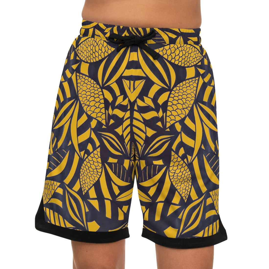 Yellow Tropical Minimalist Basketball Rib Shorts (AOP)