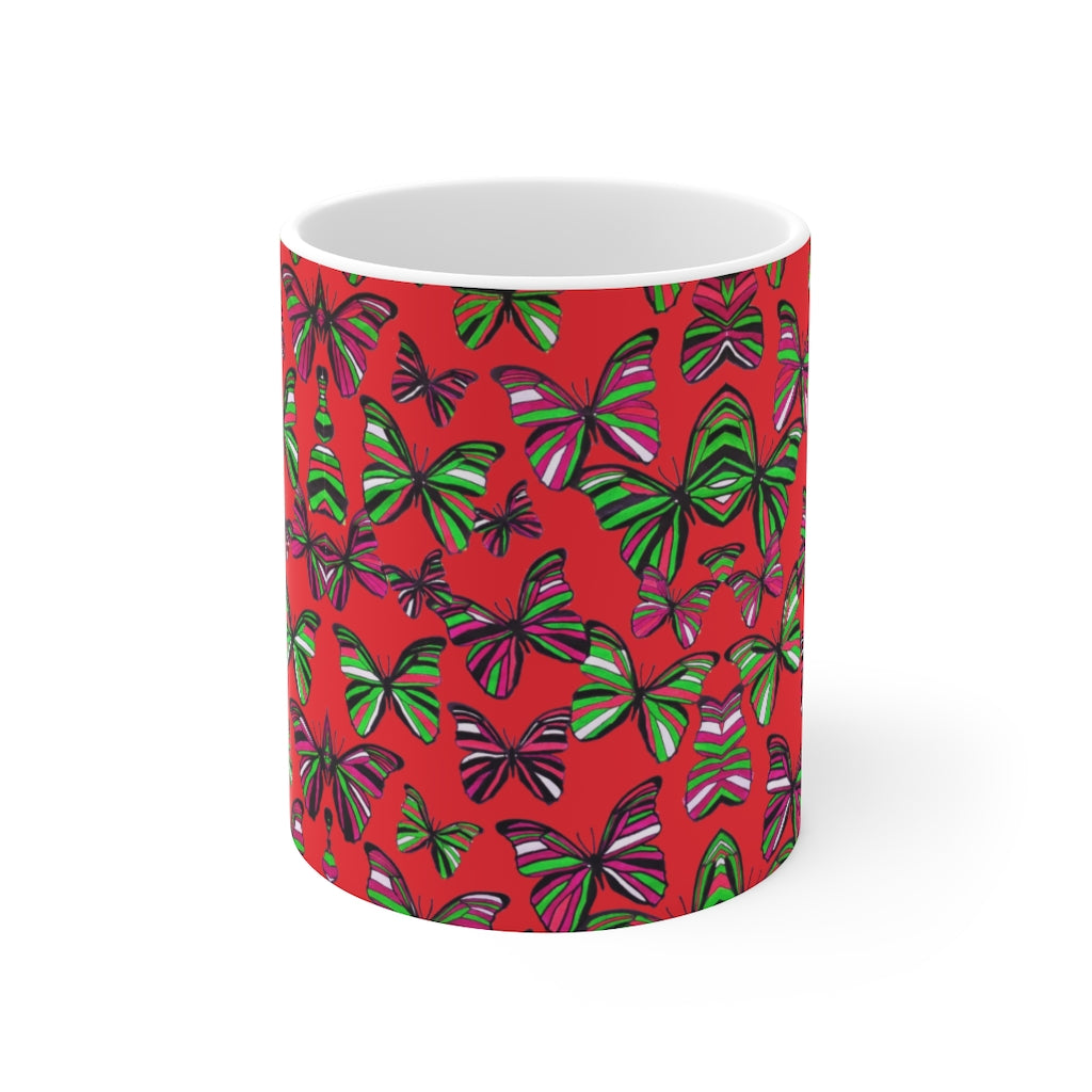 Butterflies Red Mug 11oz