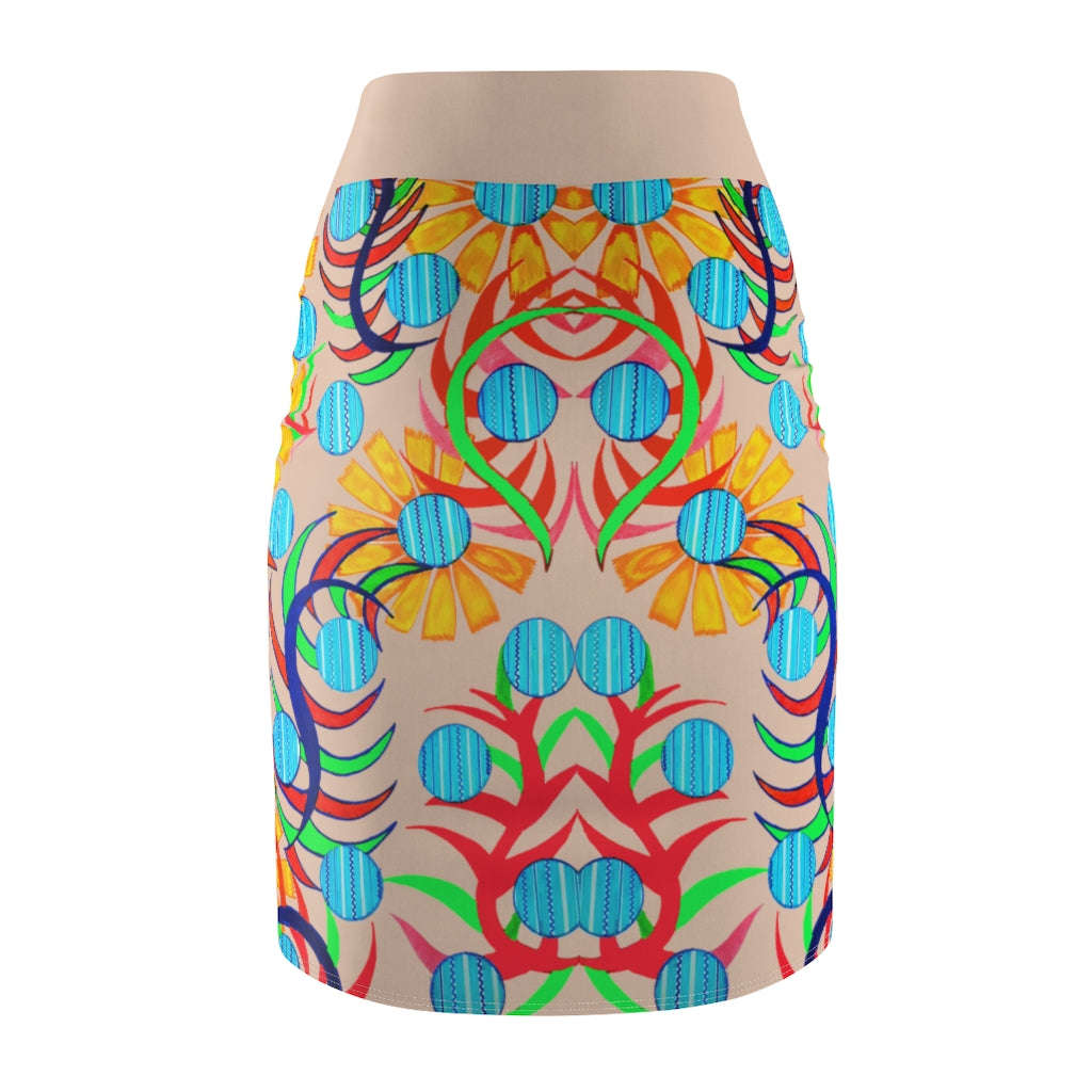 Sunflower Nude Pencil Skirt