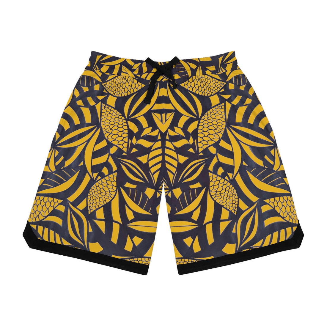 Yellow Tropical Minimalist Basketball Rib Shorts (AOP)