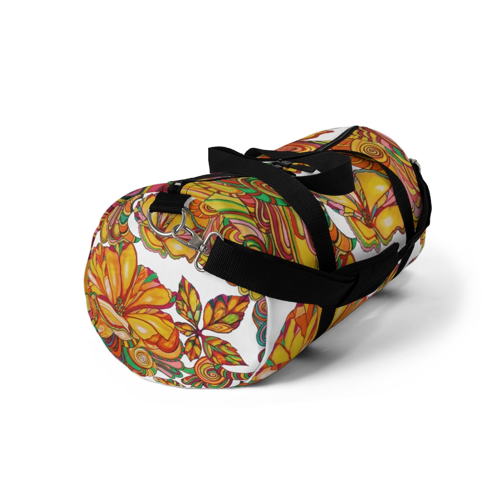 Artsy Floral White Duffel Bag