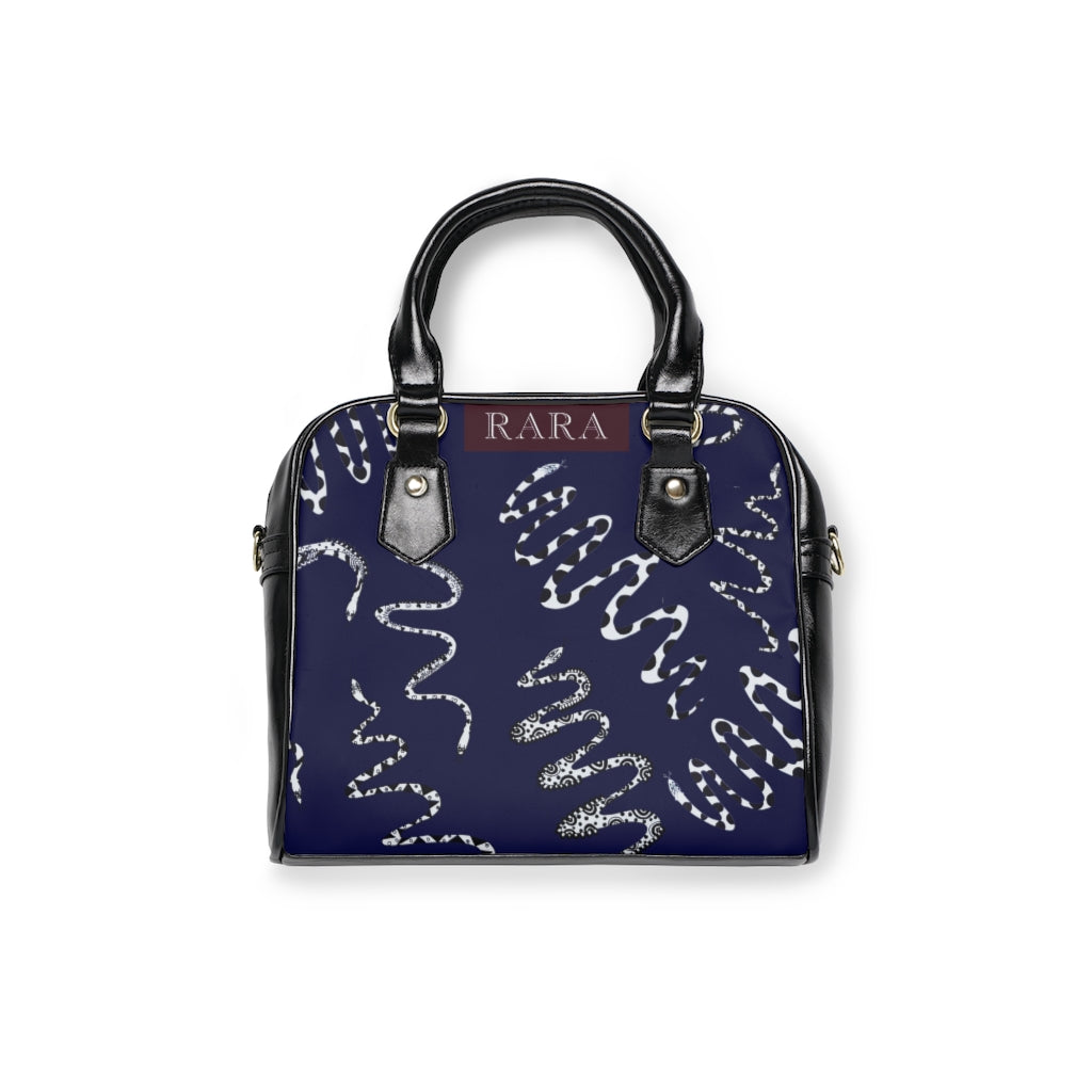 ink bue snake print handbag