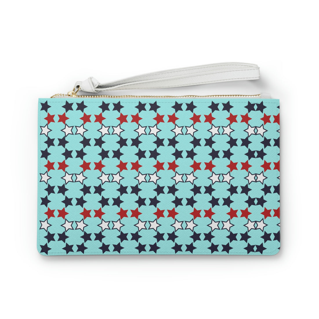 Icy Blue Star Print Clutch Bag