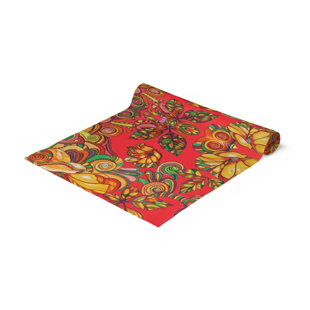 Artsy Floral Red Table Runner