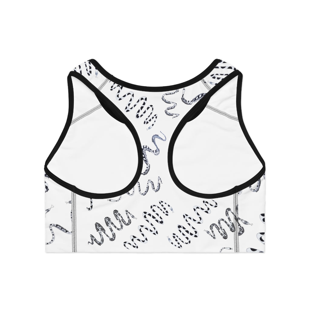 White Snake Print (AOP) Sports Bra