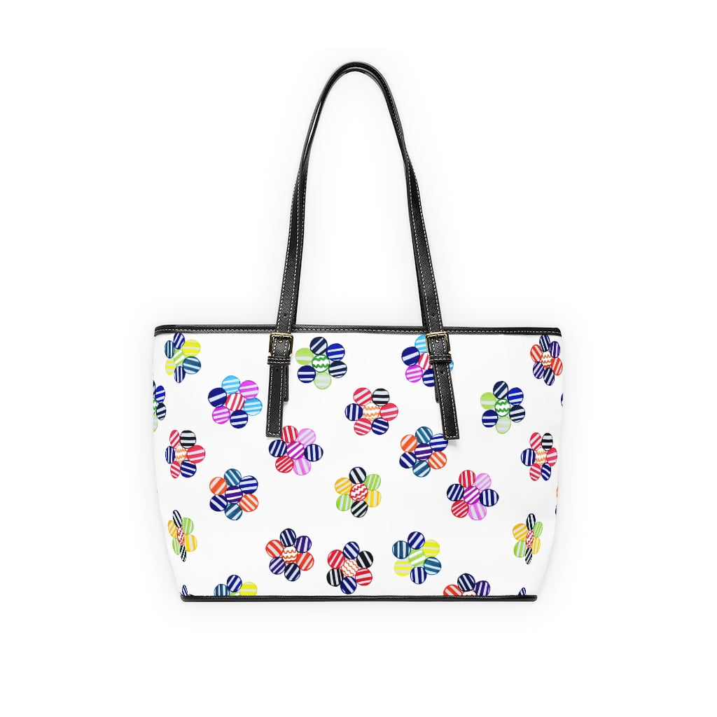 White Candy Florals PU Leather Shoulder Bag