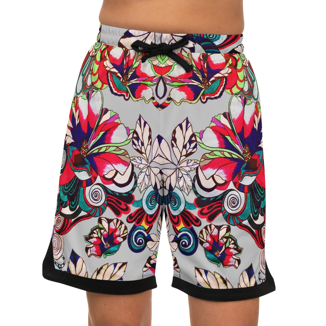 Slate Graphic Floral Basketball Rib Shorts (AOP)