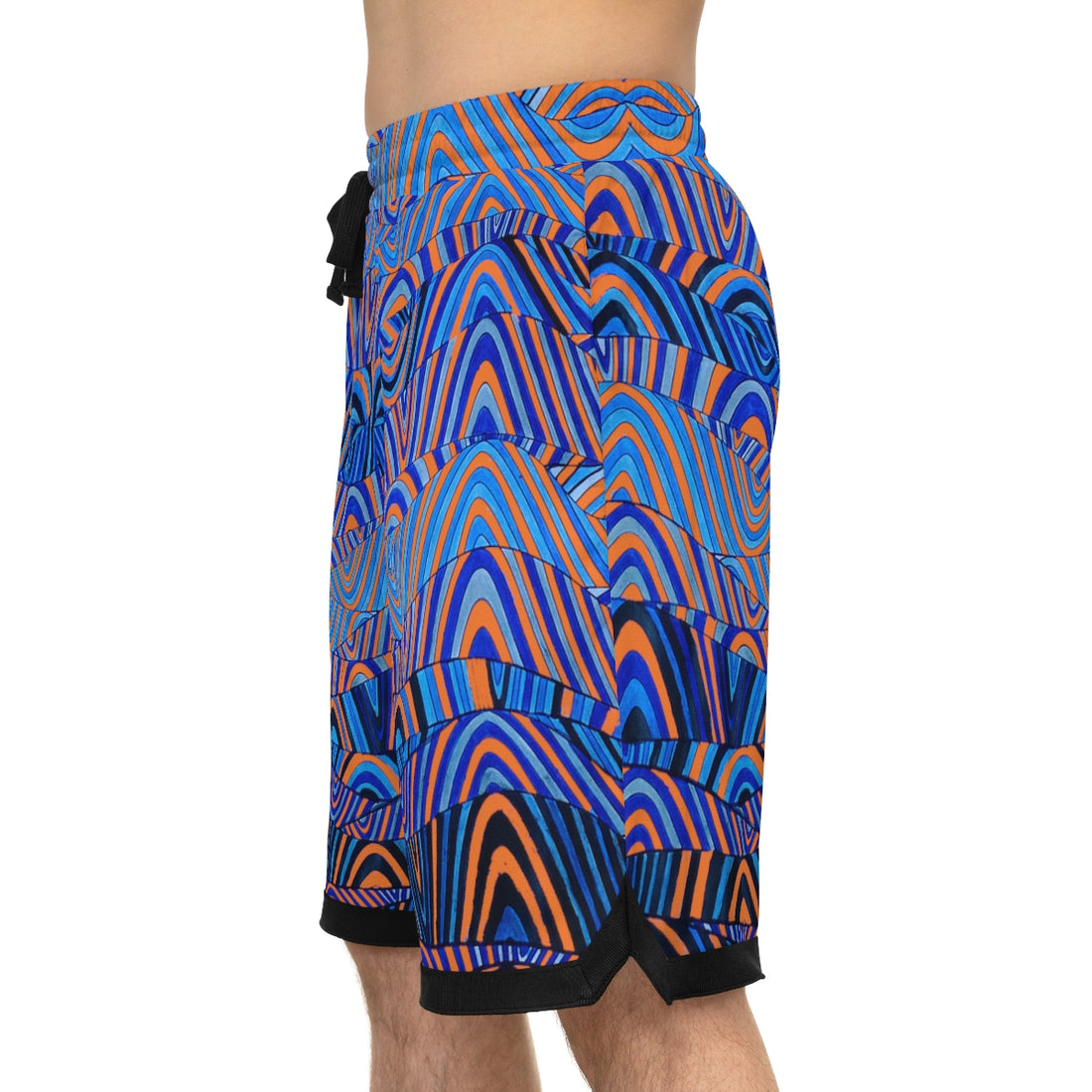 peach sonic waves print basketball shorts