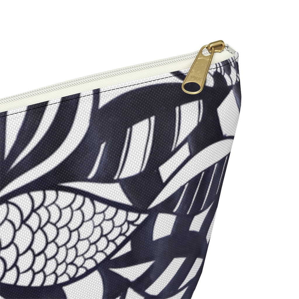 White Tropical Minimalist Accessory Pouch