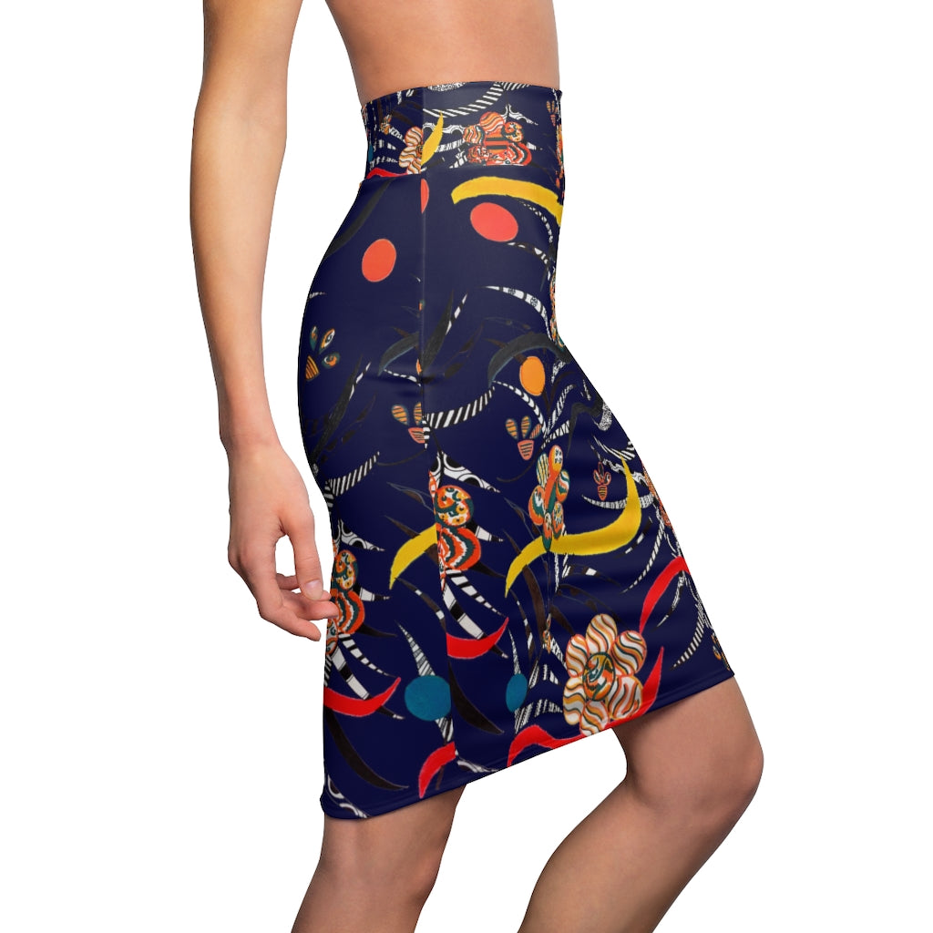 Ink Wilderness Print Pencil Skirt