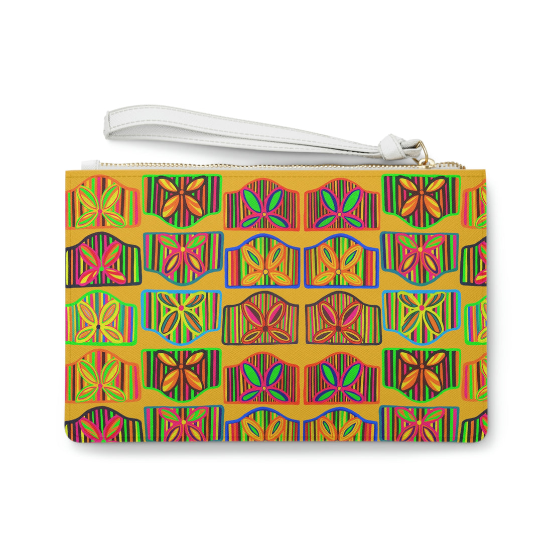 Yellow Deco Print Clutch Bag