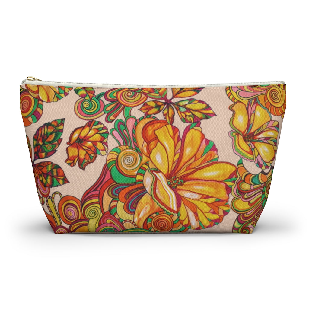 Nude Artsy Floral Accessory Pouch