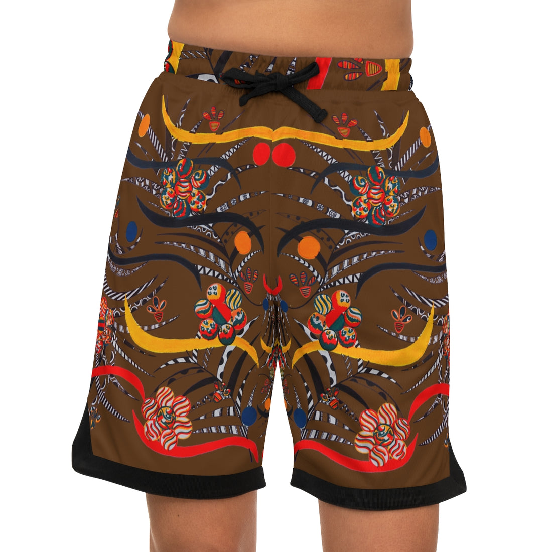 Brown Wilderness Basketball Rib Shorts (AOP)