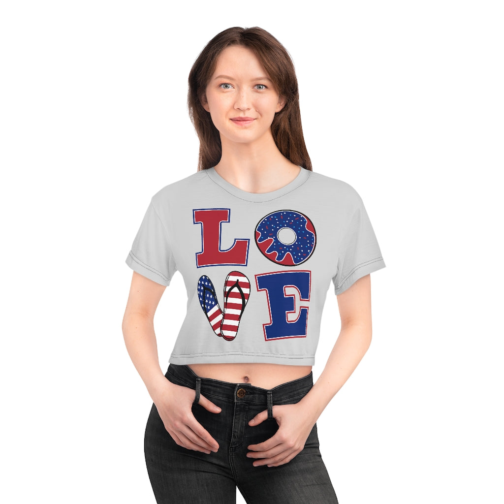 slate Love print crop t-shirt for women