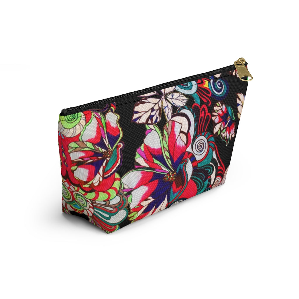 Floral Pop Black Accessory Pouch