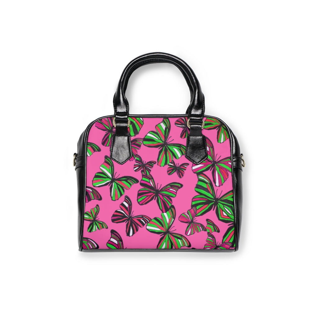 rose butterfly print handbag