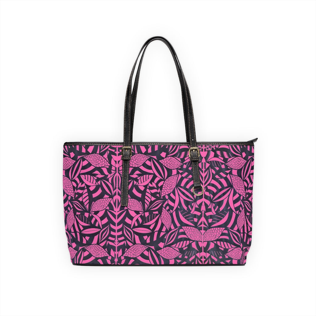 rose pink tropical print tote