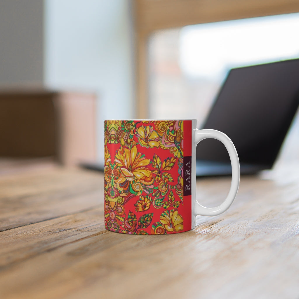 Artsy Florals Red Mug 11oz