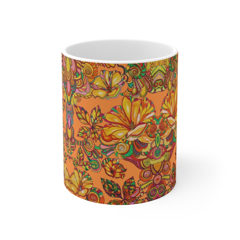 Artsy Florals Peach Mug 11oz