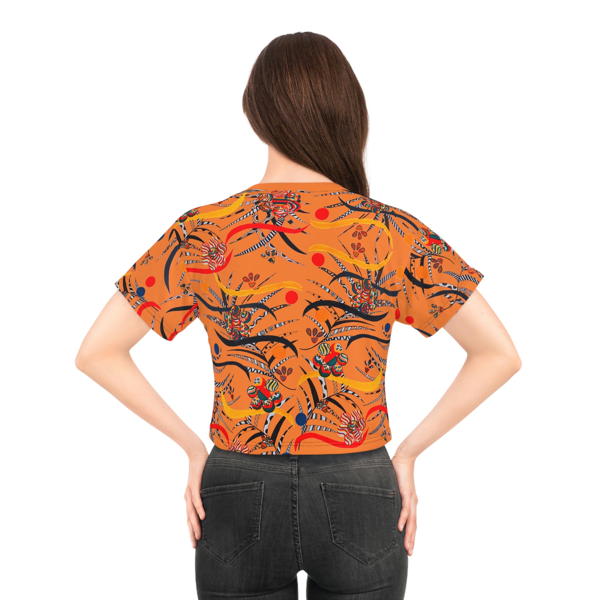 Peach Wilderness AOP Printed Crop Tee