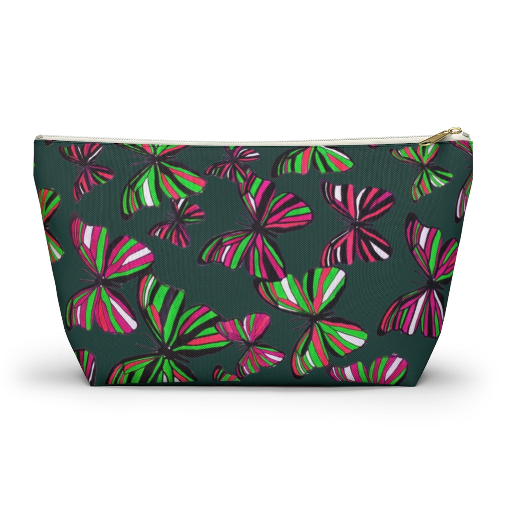 Butterflies Dark Green Accessory Pouch