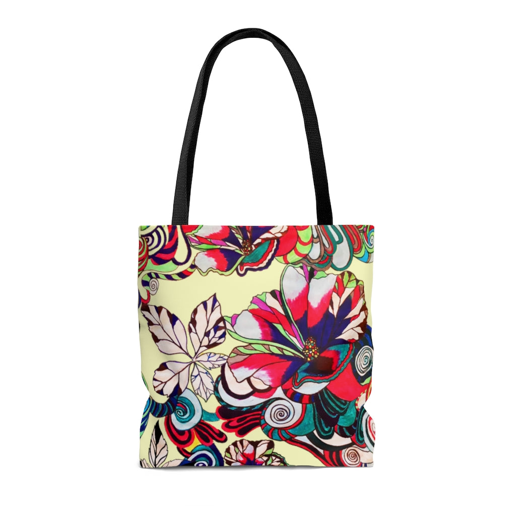 AOP Artsy Floral Pop Cream Tote Bag