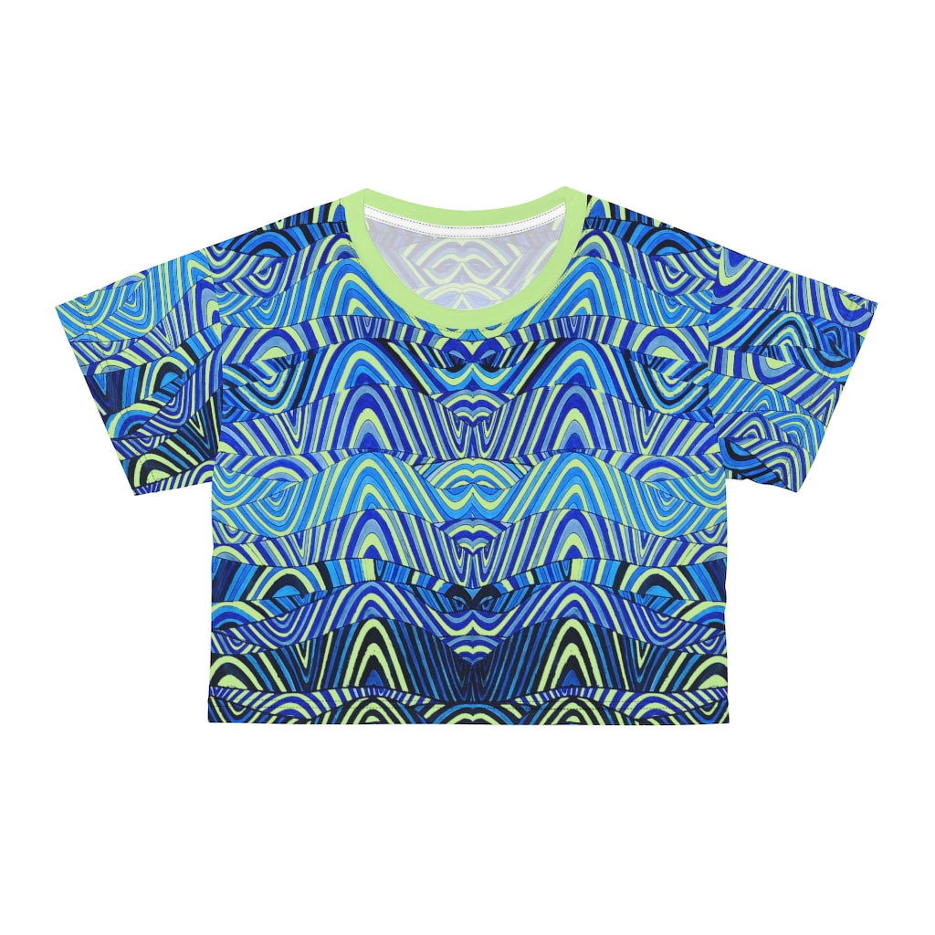 mint psychedelic print crop t-shirt