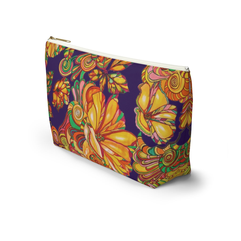 Violet Artsy Floral Accessory Pouch