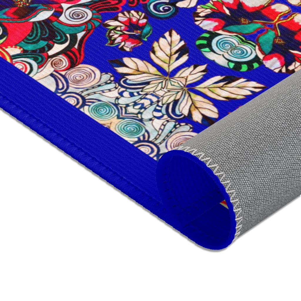 Artsy Floral Pop Royal Blue Area Rug