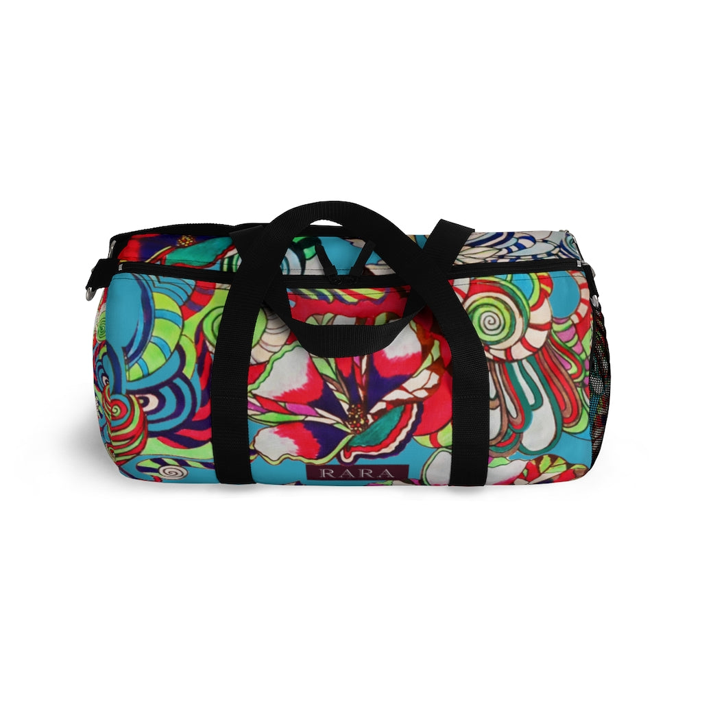 Artsy Floral Pop Aqua Duffel Bag