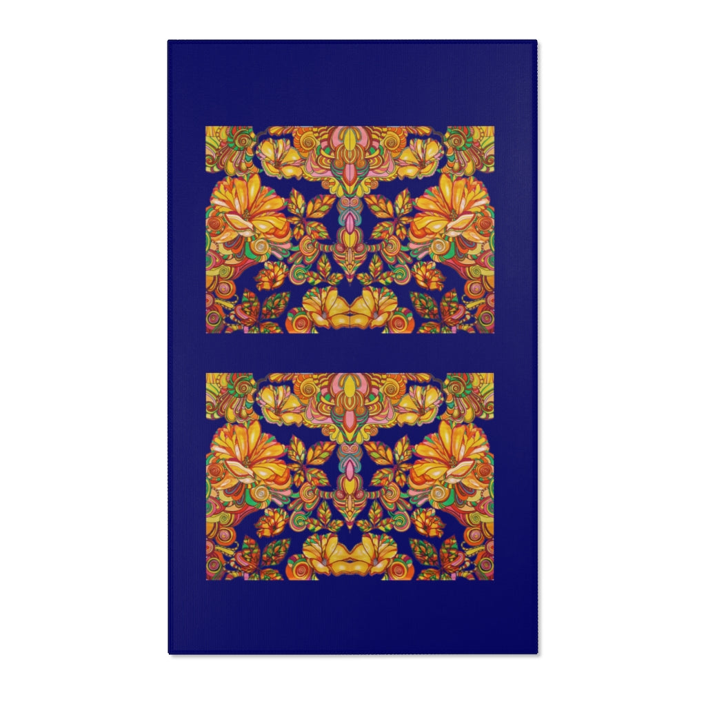 Artsy Floral Persian Blue Area Rug