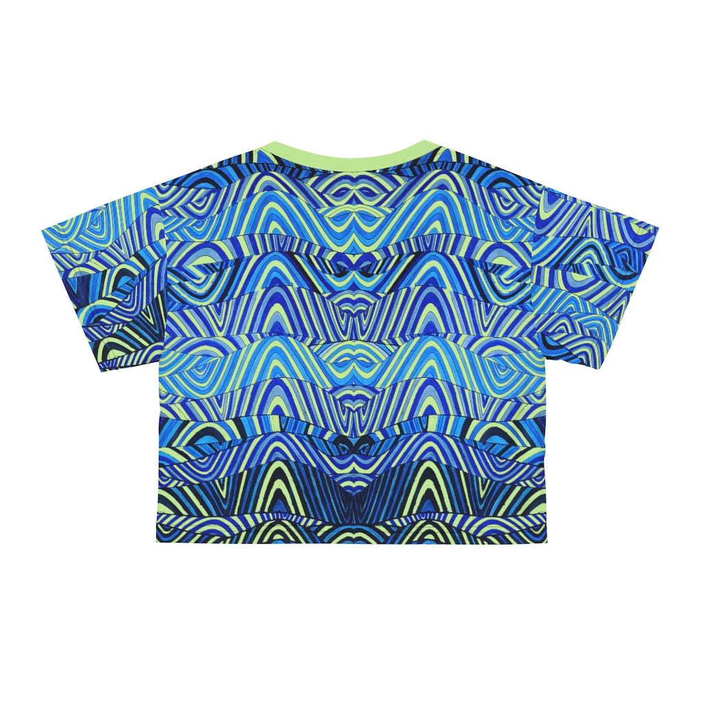 mint psychedelic print crop t-shirt'