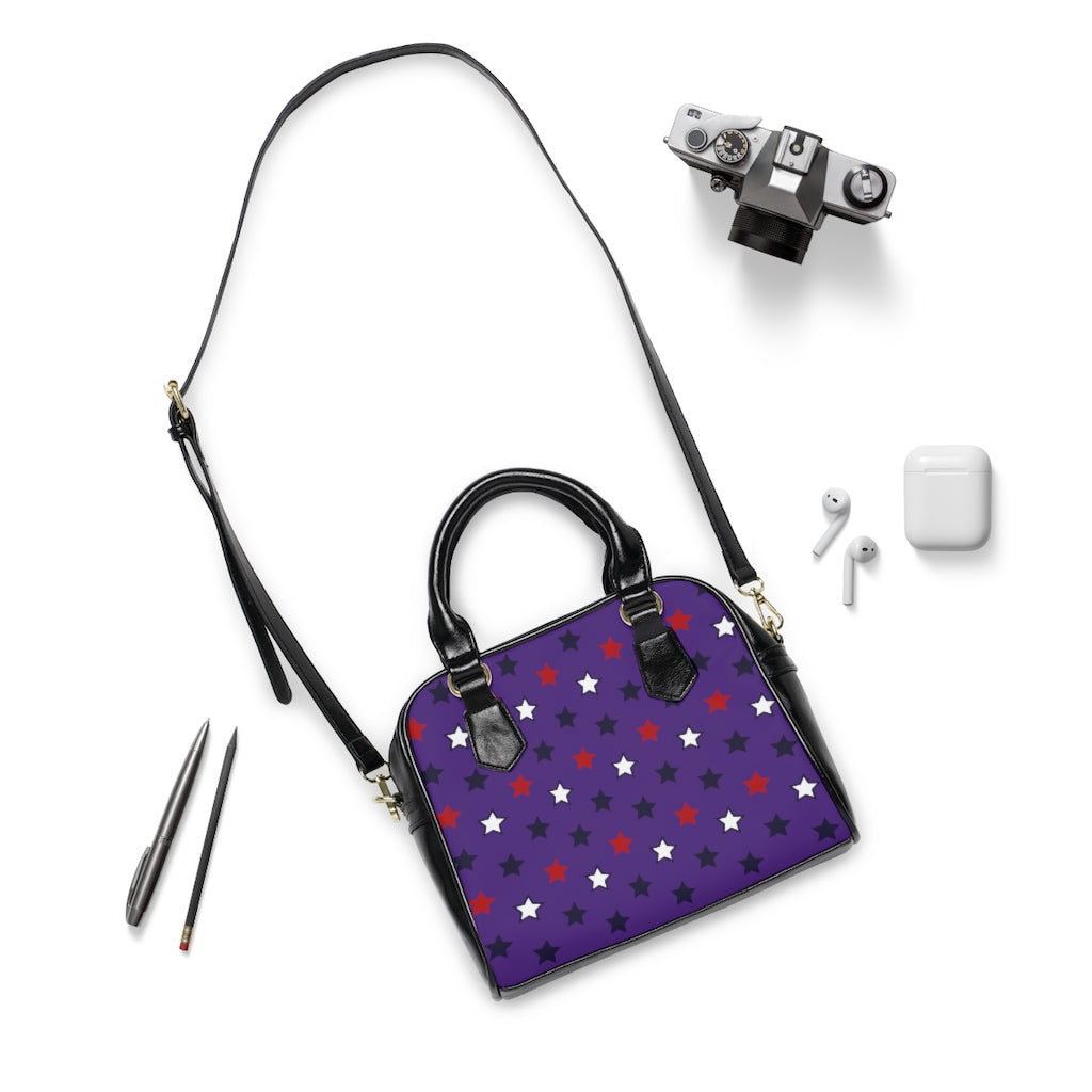 Purple Sky Star Print AOP Handbag