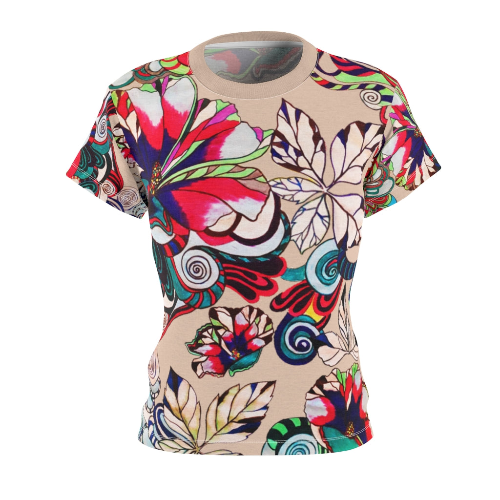 Graphic Floral AOP Nude T-Shirt