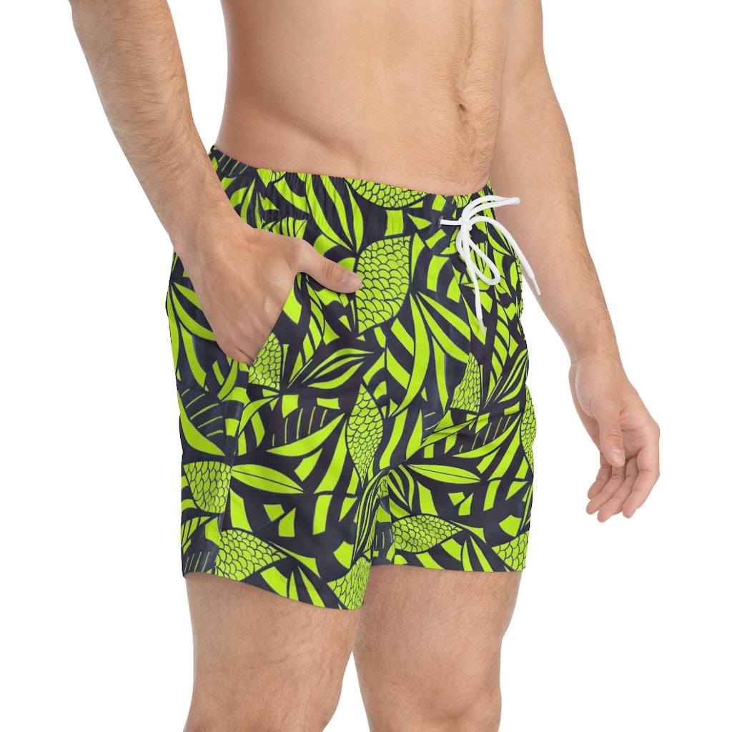 Lime Tropical Minimalist Men's Swimming Trunks