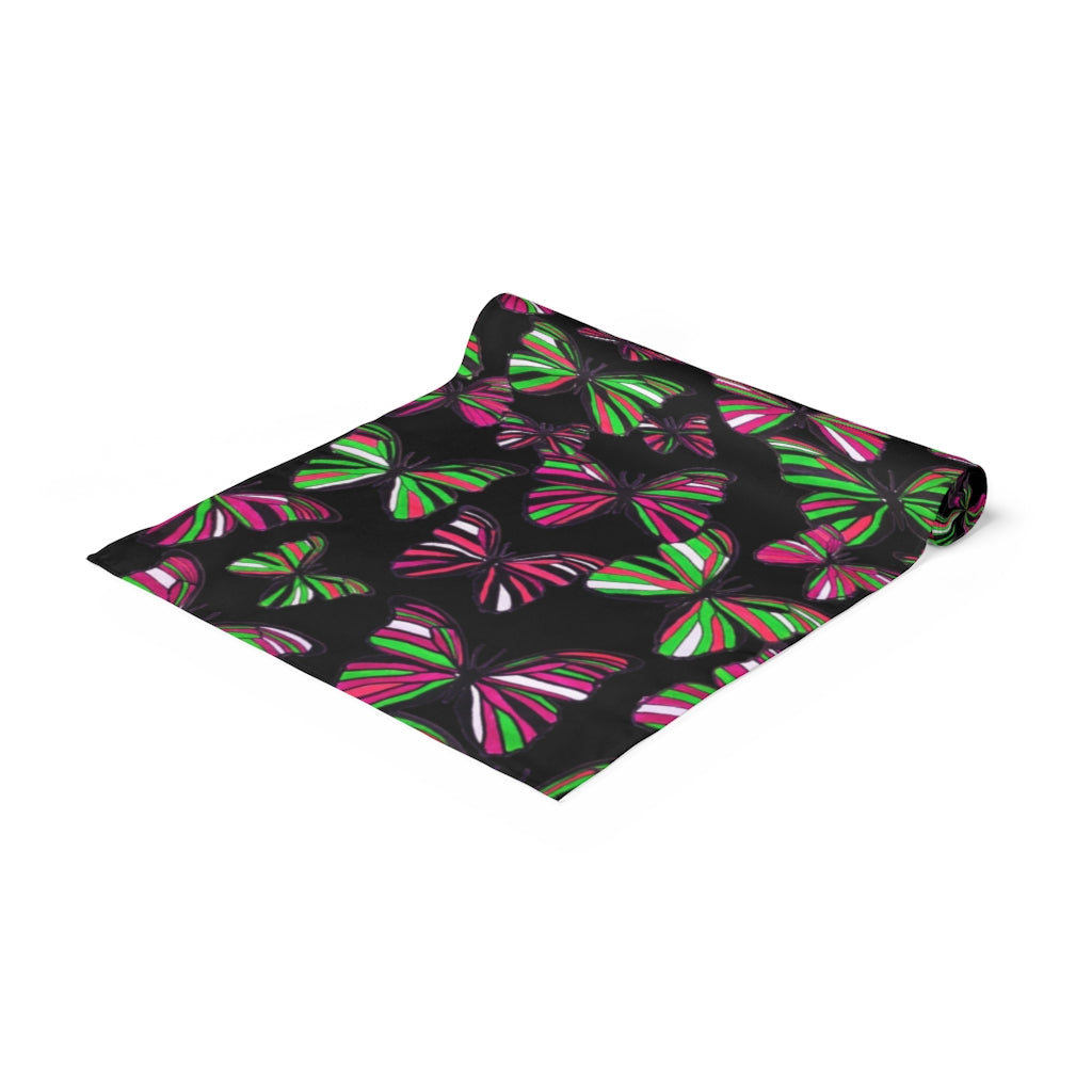 Butterflies Black Table Runner