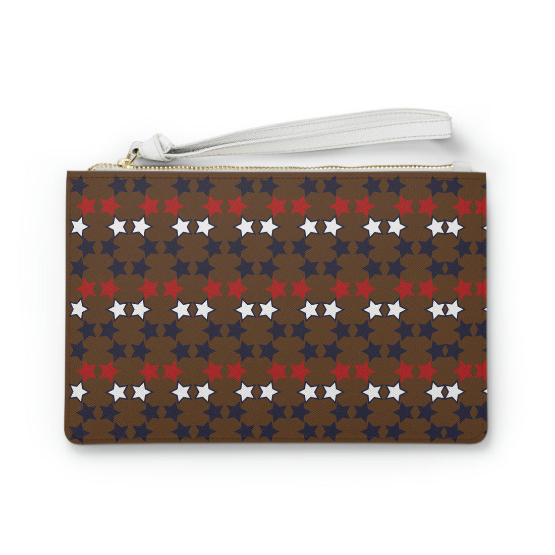 Brown Star Print Clutch Bag