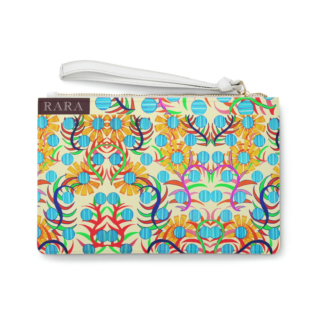 cream sunflower print clutch bag