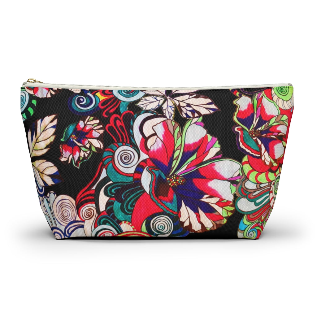 Floral Pop Black Accessory Pouch