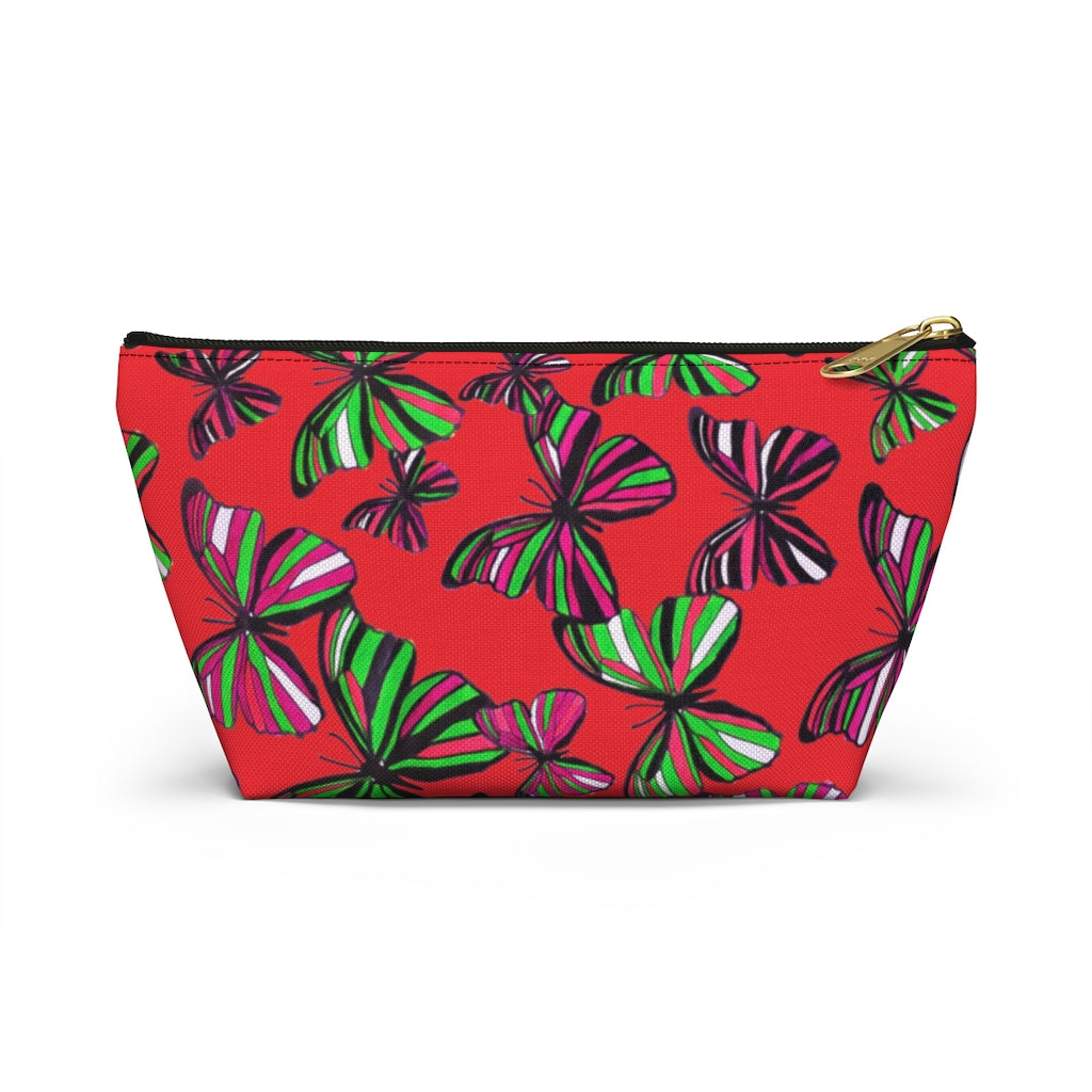 Butterflies Red Accessory Pouch