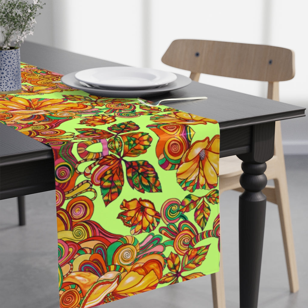 Artsy Floral Lime Table Runner