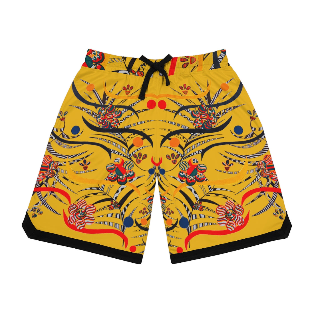 Yellow Wilderness Basketball Rib Shorts (AOP)