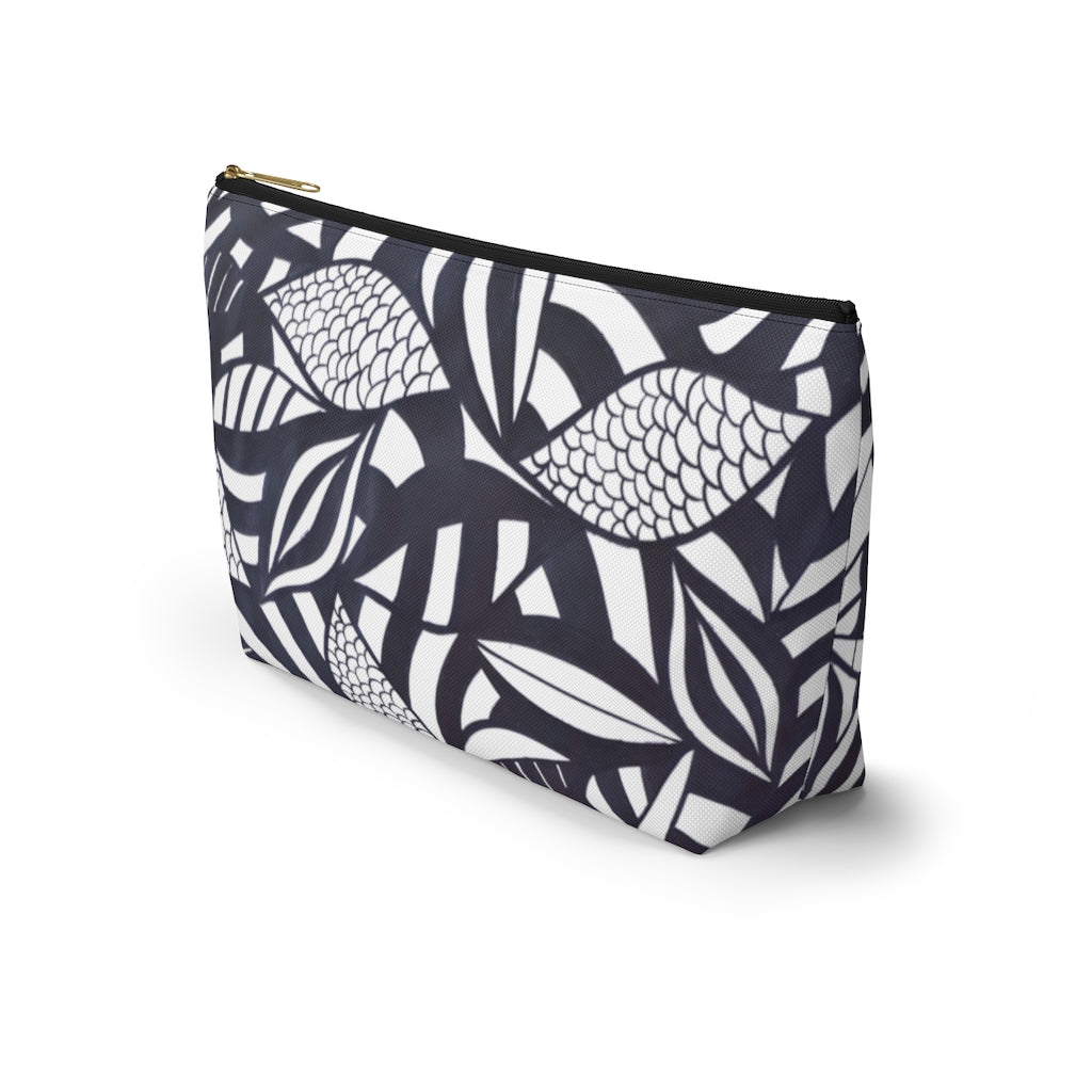 White Tropical Minimalist Accessory Pouch