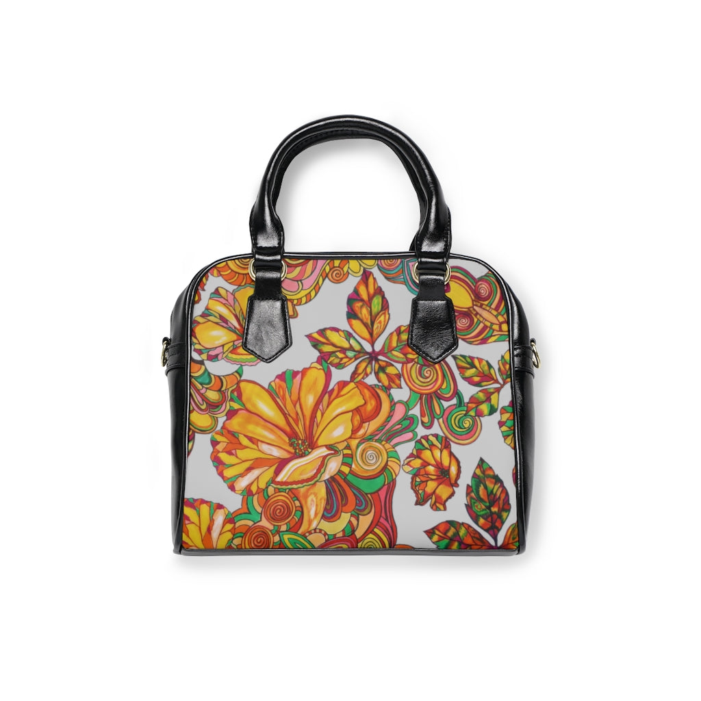 slate grey floral print handbag