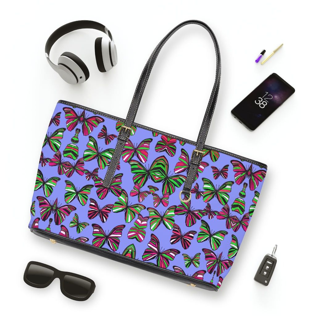 Very Peri Butterfly PU Leather Shoulder Bag