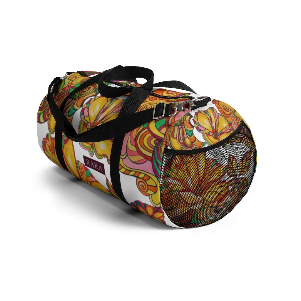 Artsy Floral White Duffel Bag