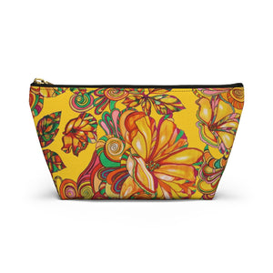 Yellow Artsy Floral Accessory Pouch