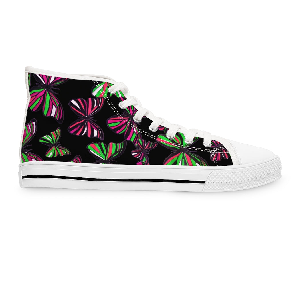 Black Butterflies Women's High Top Sneakers