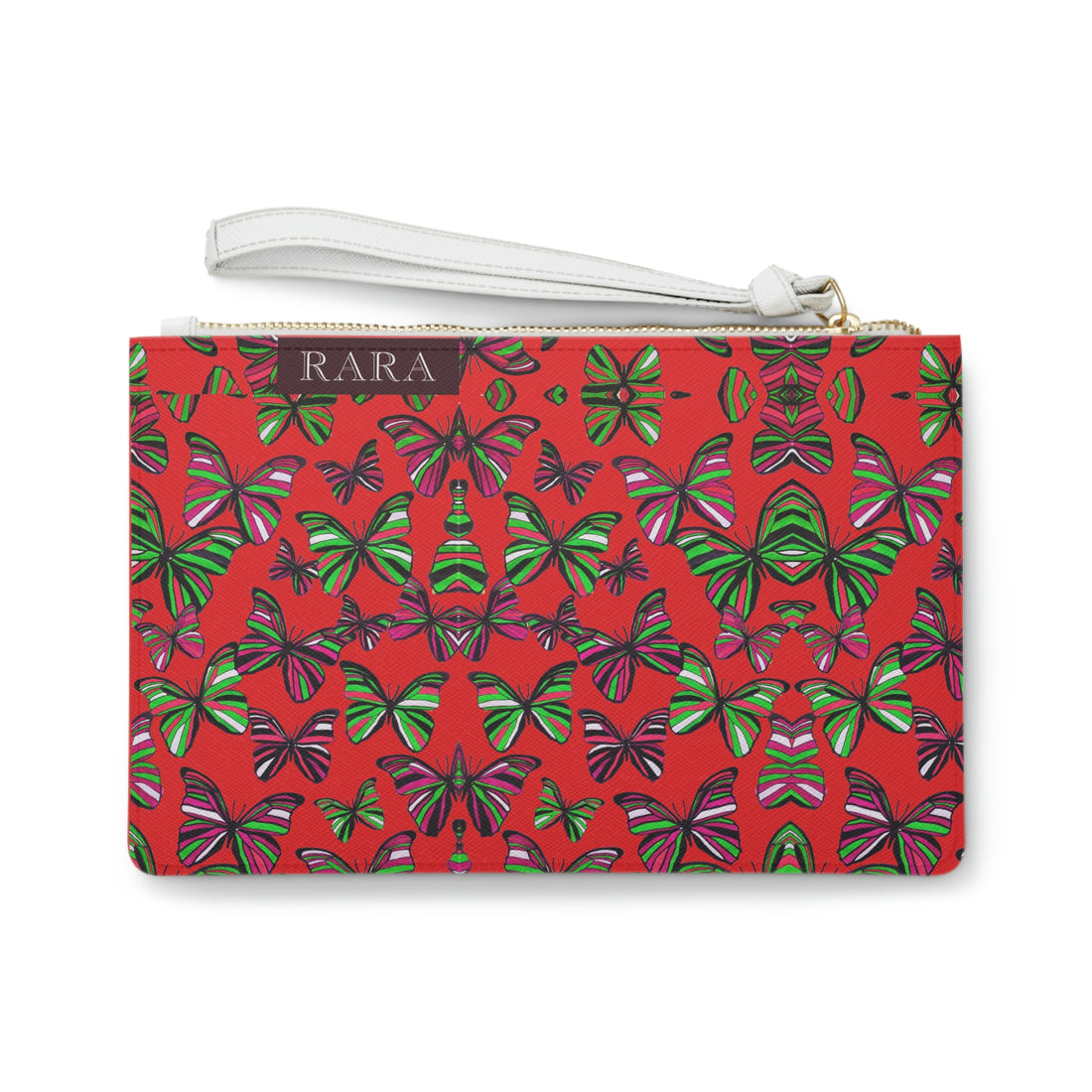 Red Butterfly Print Clutch Bag